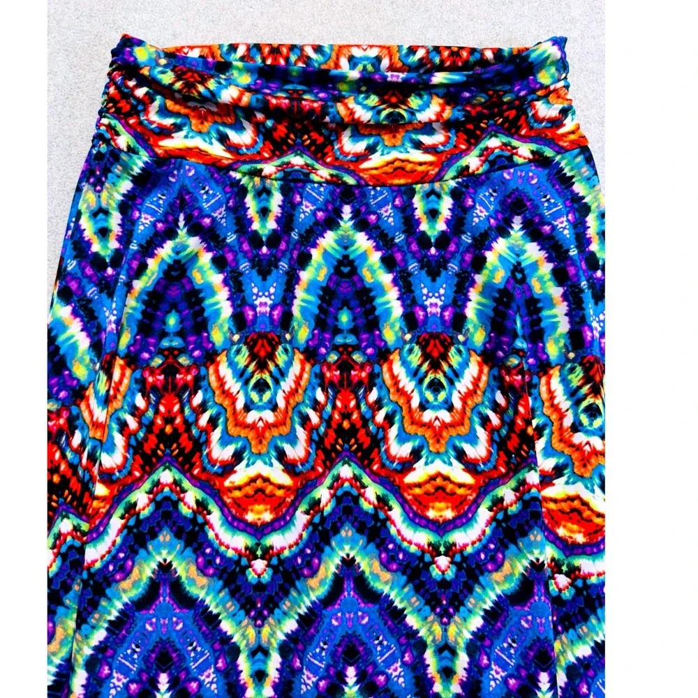 Counterparts Signature Studio M USA Colorful Abstract Maxi Skirt Pull On Boho